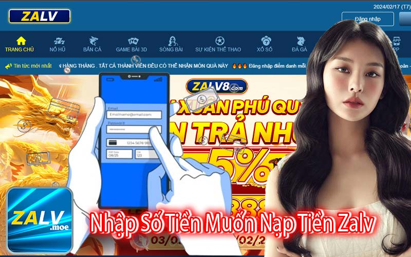 Nhập Số Tiền Muốn Nạp Tiền Zalv