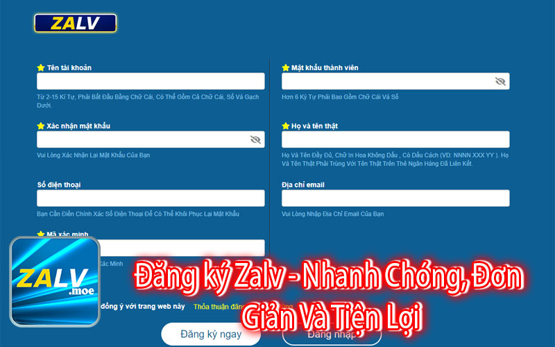 Đăng ký Zalv - Nhanh Chóng, Đơn Giản Và Tiện Lợi